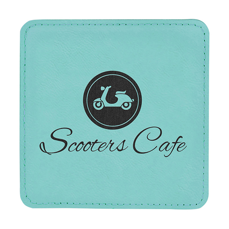 4' x 4' স্কয়ার লেথারেট কোস্টার 6-কোস্টার সেট হোল্ডার সহ